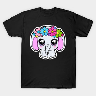 Adorable Baby Elephant with flower crown T-Shirt